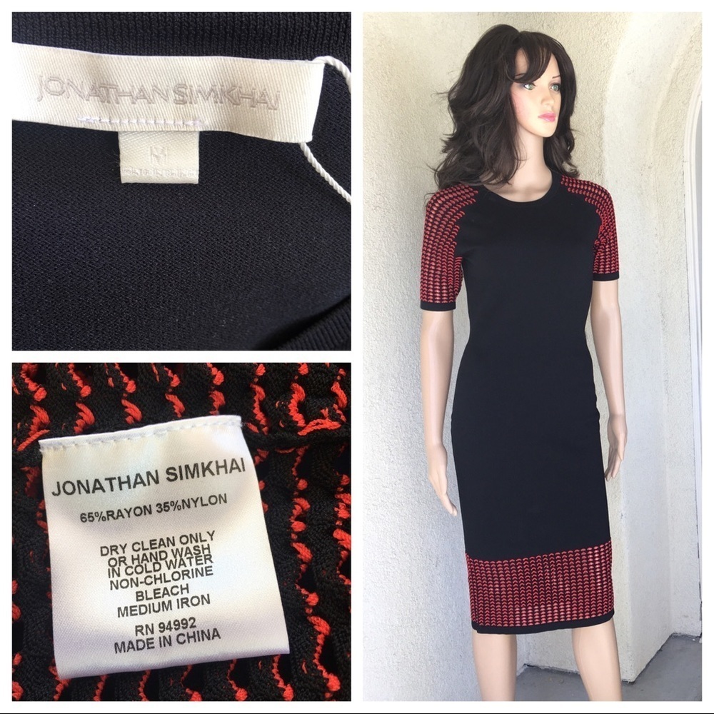 NWT Jonathan Simkhai black/red dress size M